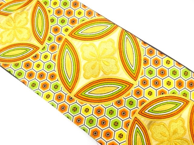 花七宝模様織り出し　袋帯